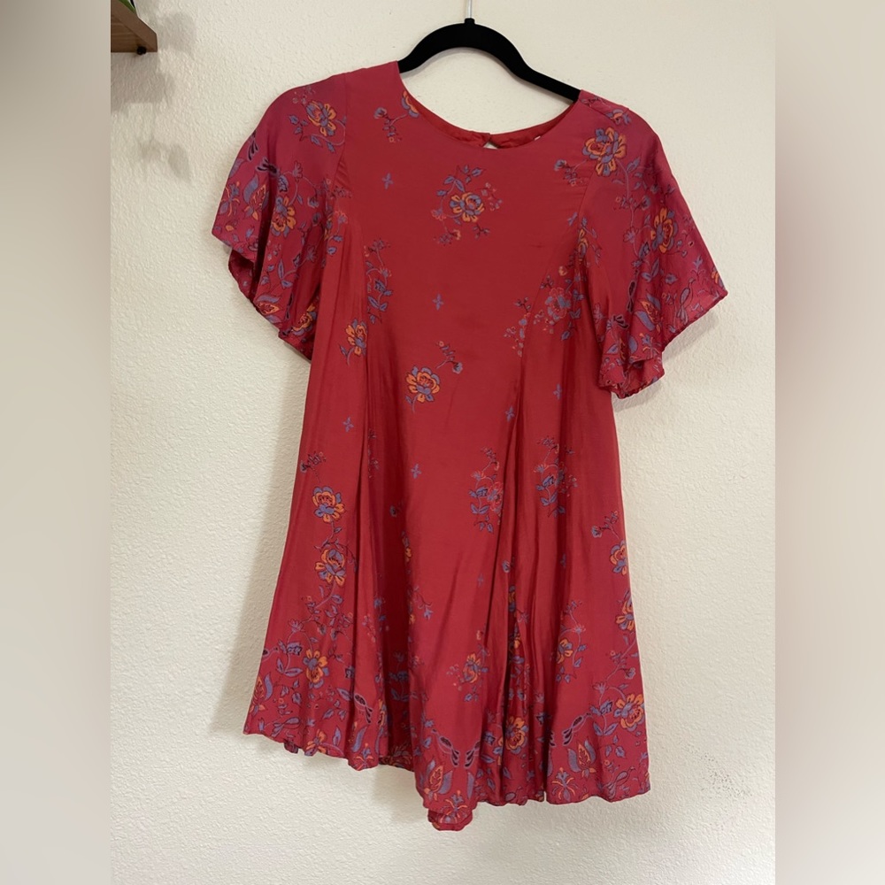 Red floral baby doll dress